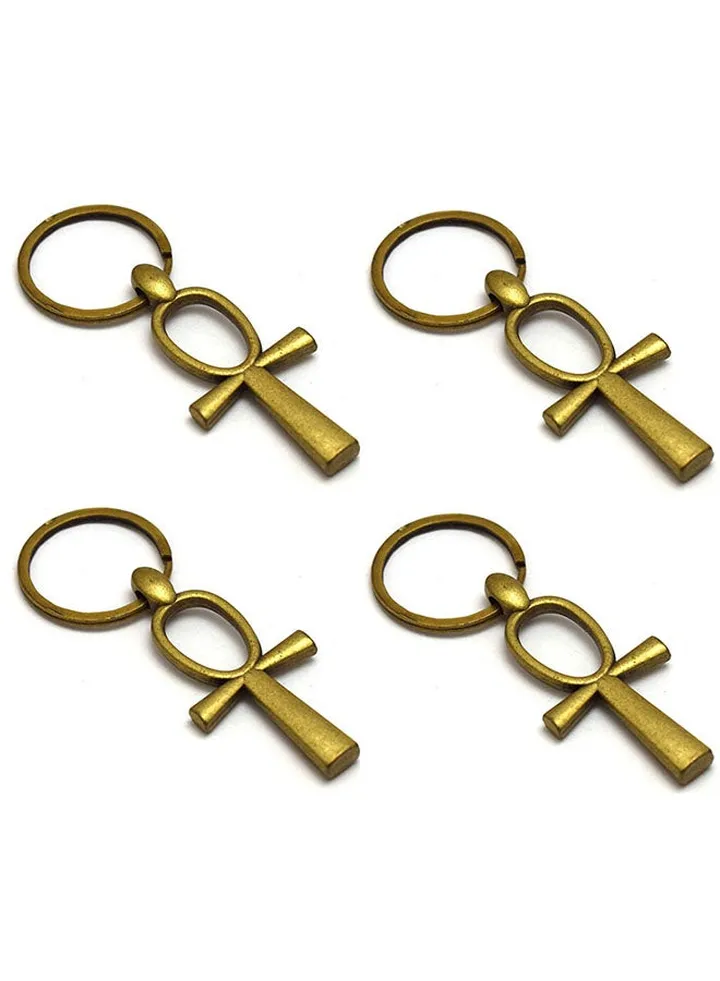 4 pieces of pharaonic Egyptian Nile ankh key keychain Egyptian souvenirs gifts - Inspired Gift from Egypt (Burnt Yellow )