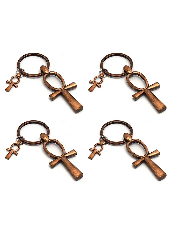 4 pieces of immatgar pharaonic Egyptian Ank Nile key keychain Egyptian souvenirs gifts - Inspired Gift from Egypt ( Burnt Red )