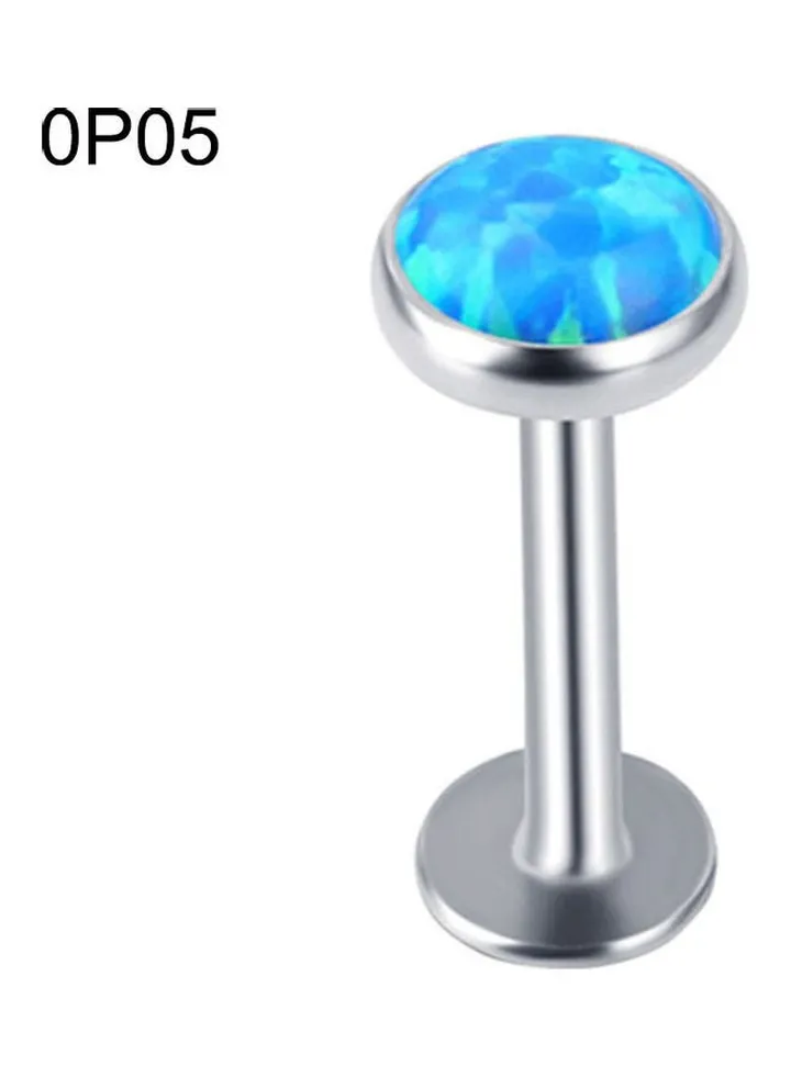 Faux Opal Studded Lip Ring