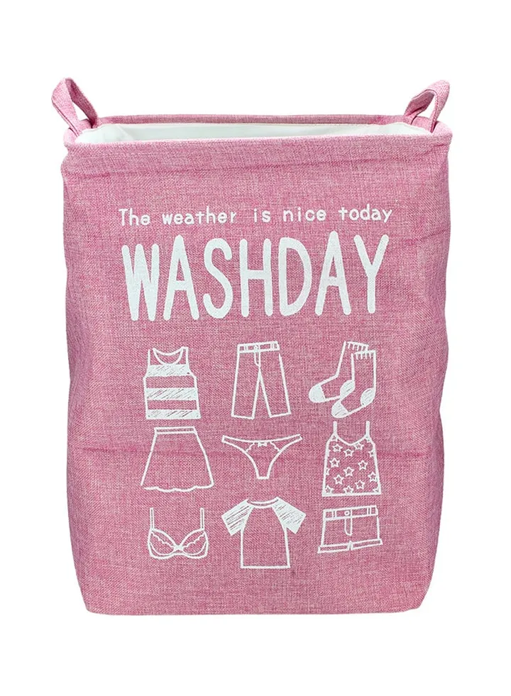 Printed Laundry Basket Pink/White