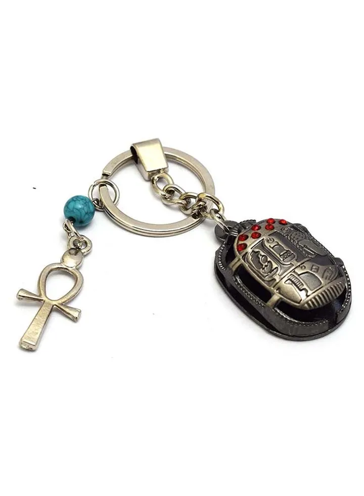 immatgar pharaonic Egyptian Scarab with ankh key keychain Egyptian souvenirs gifts Inspired Gift from Egypt ( Light Black )