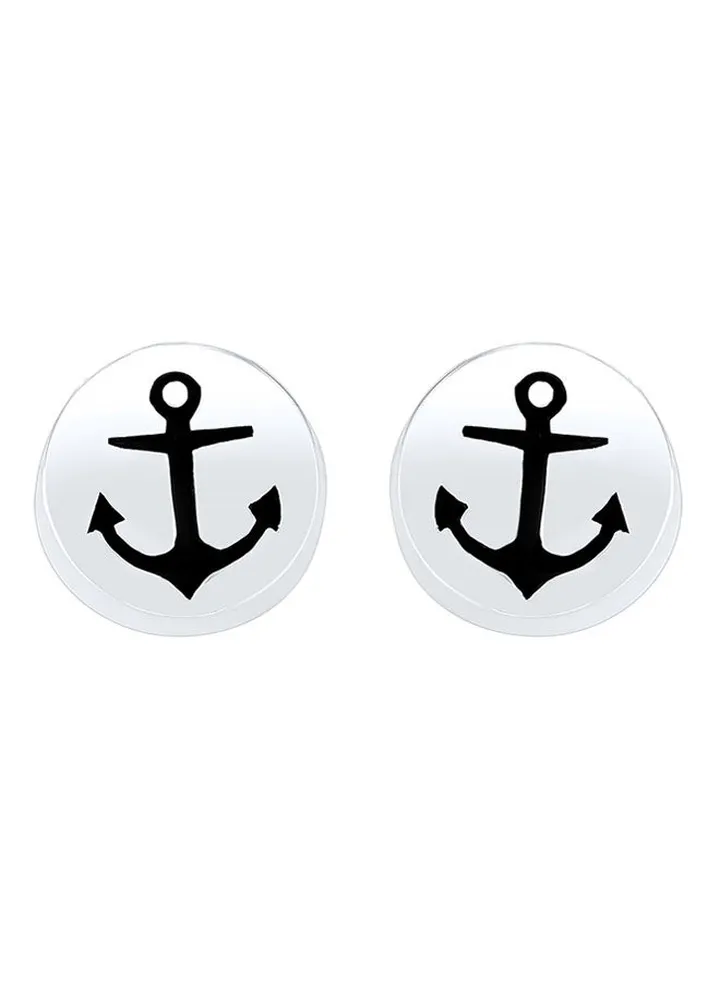 Anchor Maritime Sea Enamel 925 Sterling Silver Cufflinks