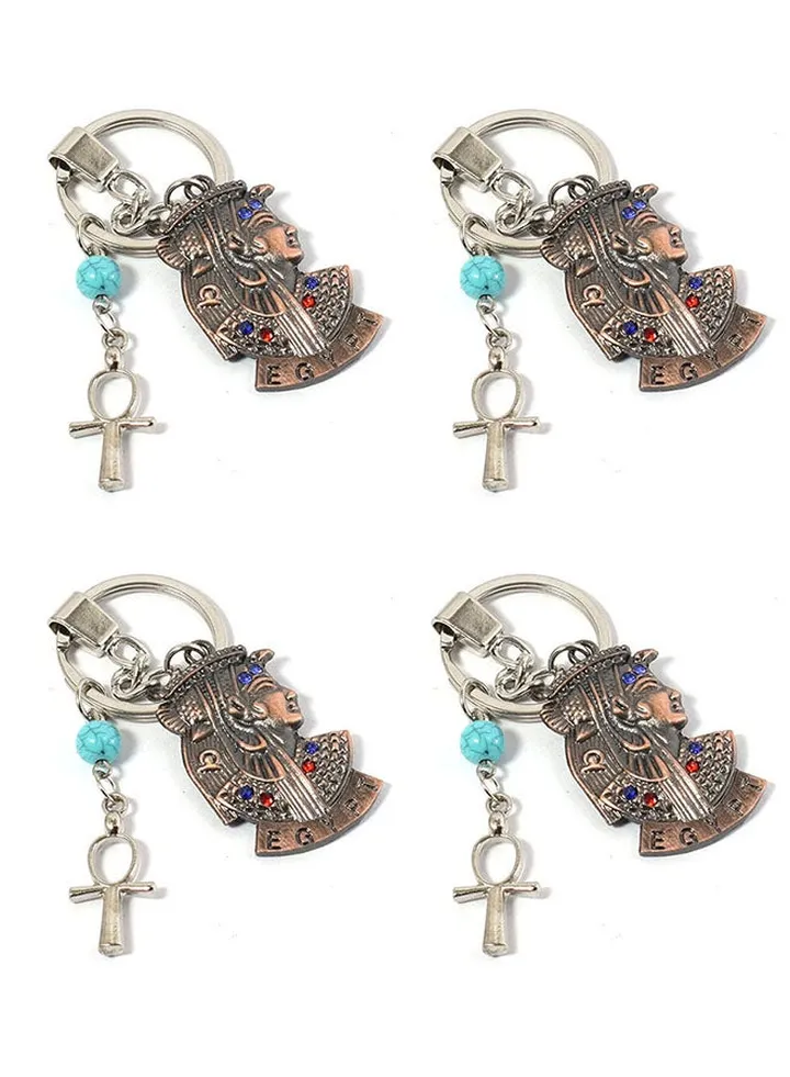 4 pieces of pharaonic Egyptian Cleopatra keychain Egyptian souvenirs gifts - Inspired Gift from Egypt (Burnt red )