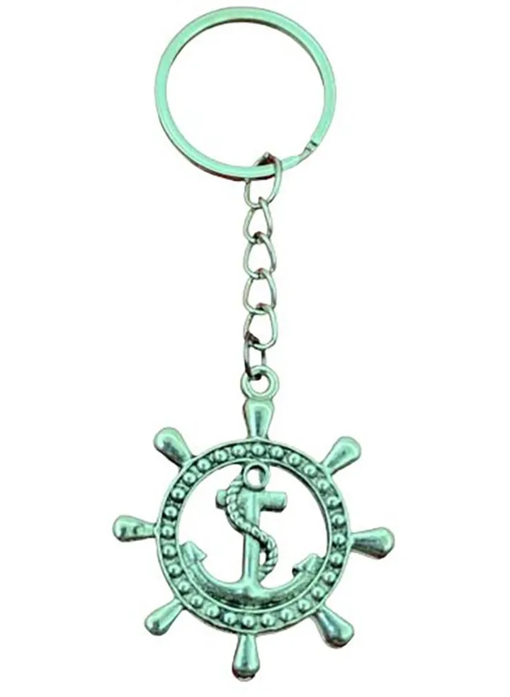 Elegant Silver Keychain With Unique Details "Vintage Marine Boat"