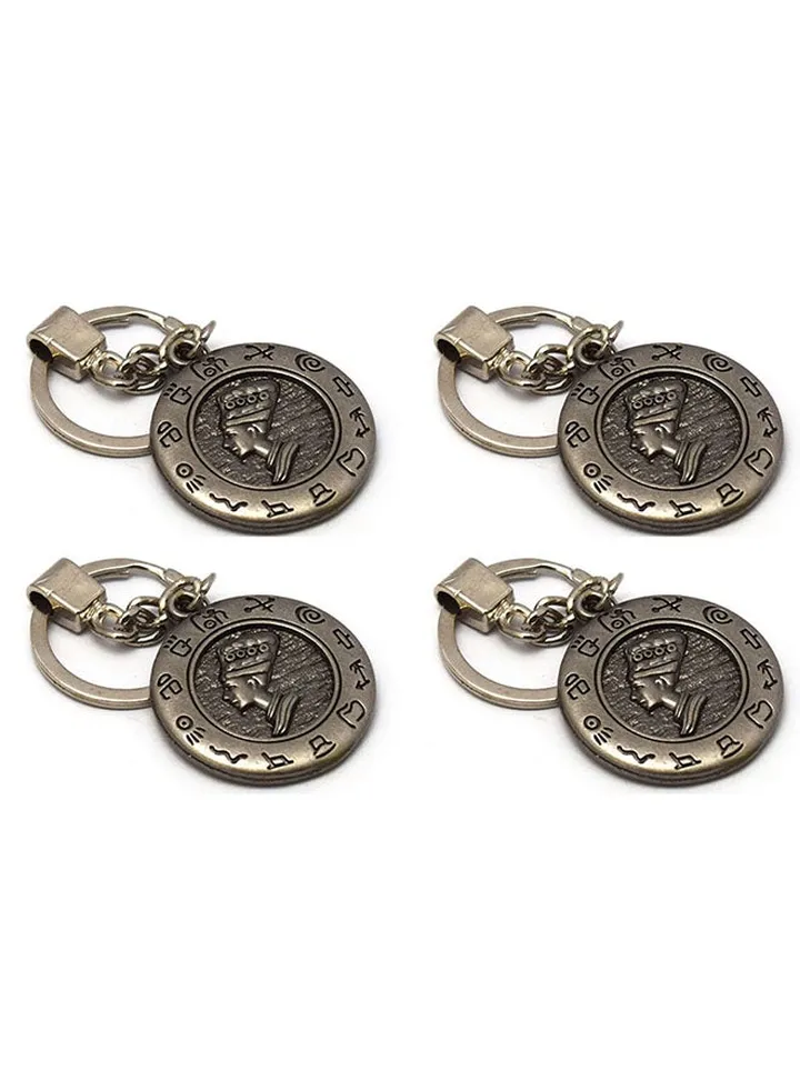 4 pieces of pharaonic Egyptian Cleopatra and Nefertiti keychain Egyptian souvenirs gifts - Inspired Gift from Egypt (light Balck )