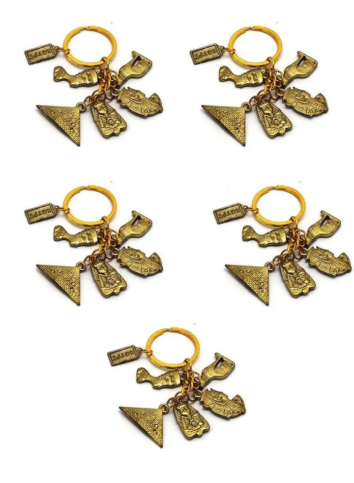 5 pieces of immatgar pharaonic Egyptian 5 shapes keychain Egyptian souvenirs gifts - Inspired Gift from Egypt ( Golden )