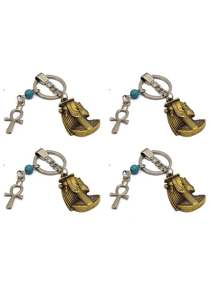 4 pieces of immatgar pharaonic Egyptian Cleopatra with ankh key keychain Egyptian souvenirs gifts Inspired Gift from Egypt ( Burnt Yellow )