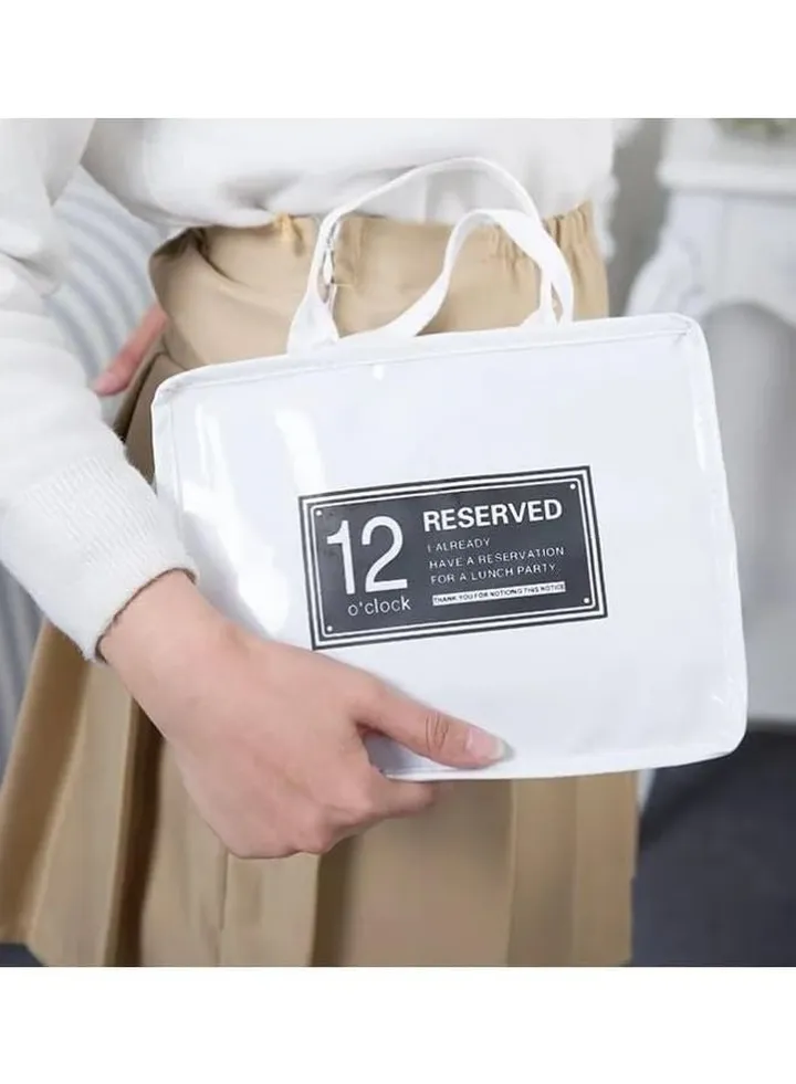 Waterproof portable leather cosmetic bag - white 23*19 Cm.