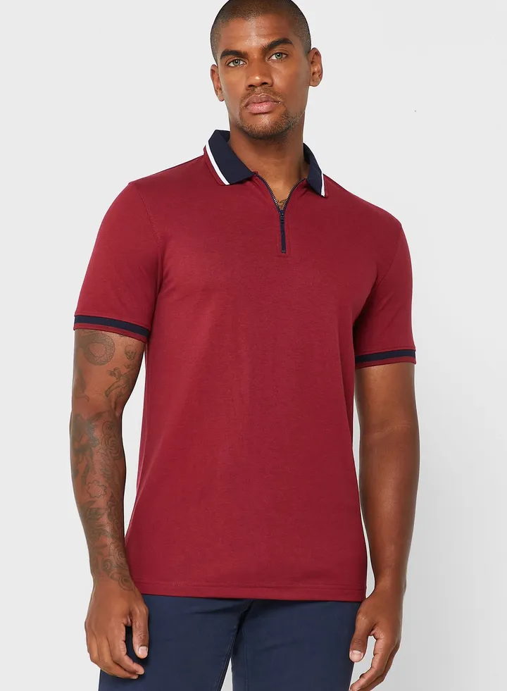 Zip Neck Polo Shirt