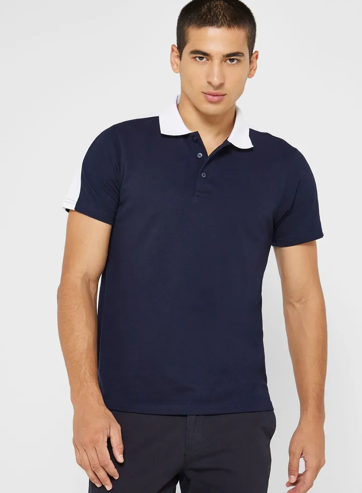 Contrast Detail Polo Shirt