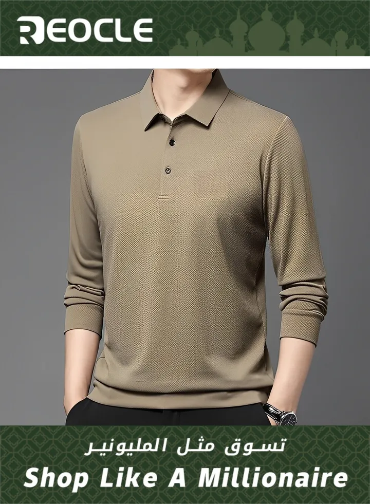 Men's Casual Tops Solid Color Lapel Polo Shirt Autumn Pineapple Check Men's Long Sleeve Casual Fashion