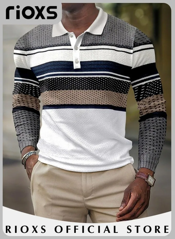 Men’s Casual Classic Polo Cotton Long Sleeve T-shirt Slim Fit Basic Top