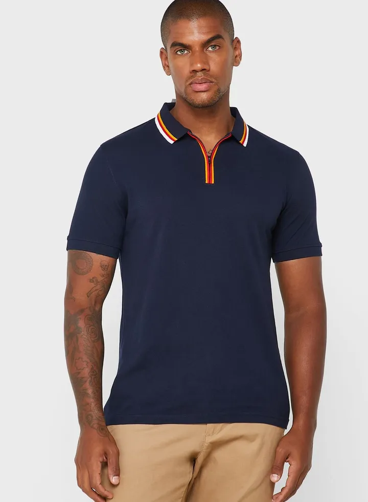 Zip Neck Polo Shirt