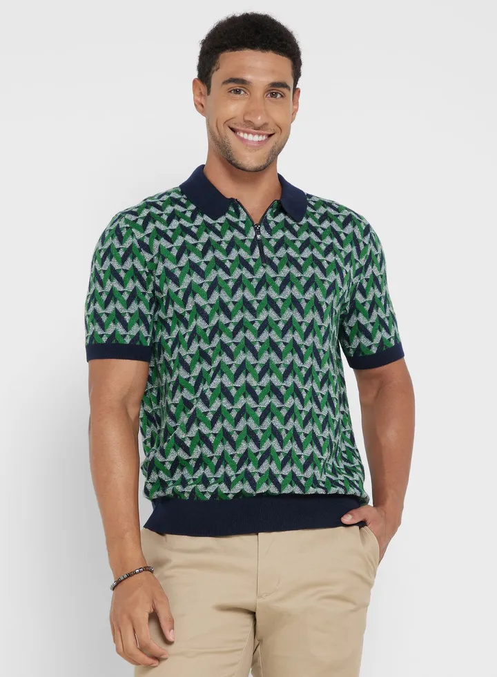 Mitford Boucle Zip Polo