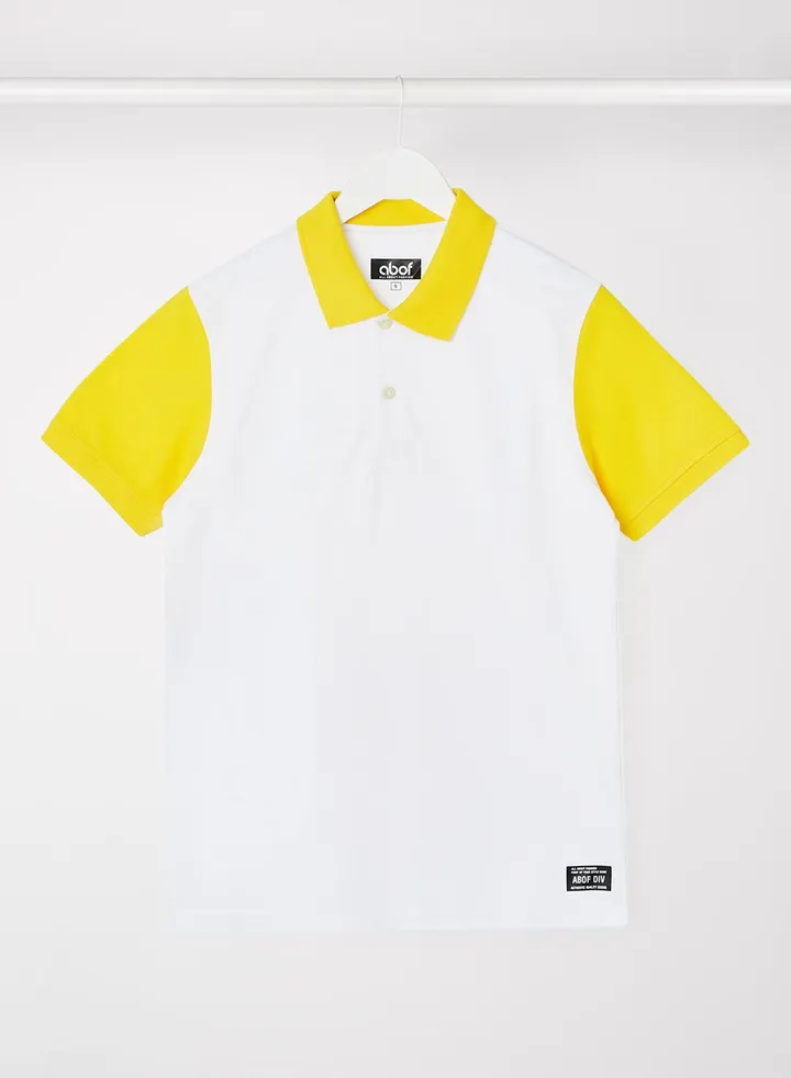 Men's Basic Casual Polo White/Mustard