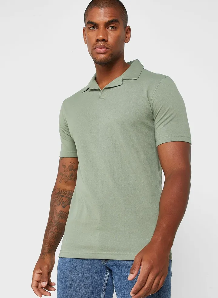 Notch Collar Polo Shirt