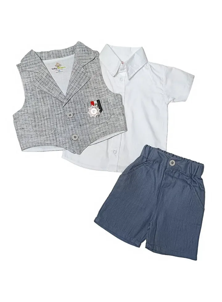 Baby Boys Set - 3 pcs (Shirt, Short & Vest)