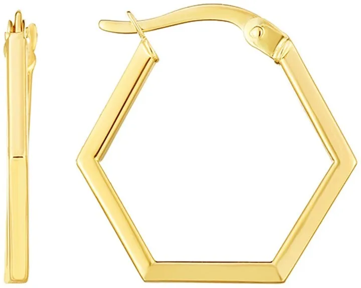 14K Yellow Gold Geometric Hoop Earrings