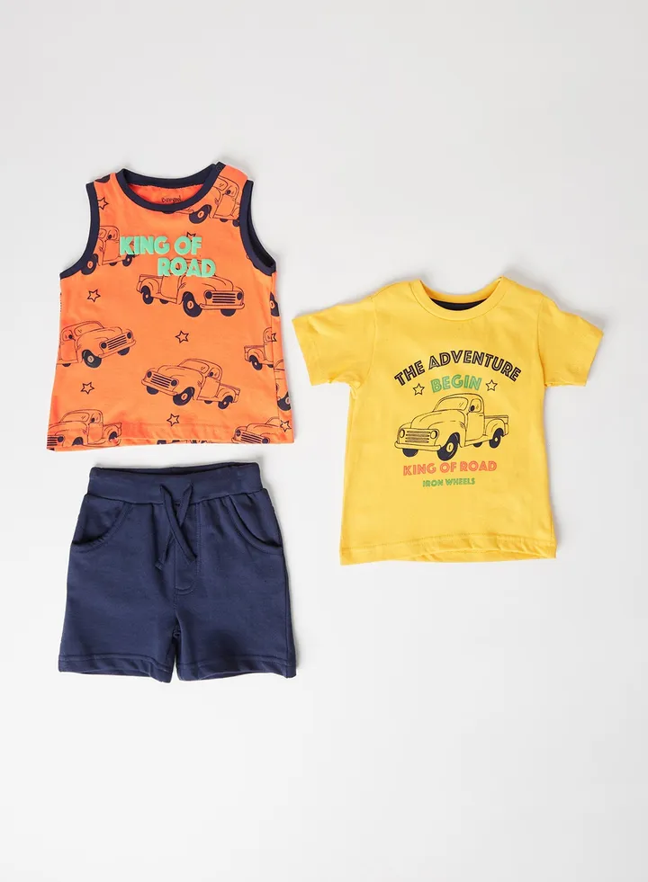 Baby Truck Themed Clothing Set (Set of 3) Yellow