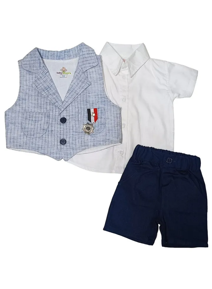 Baby Boys Set - 3 pcs (Shirt, Short & Vest)