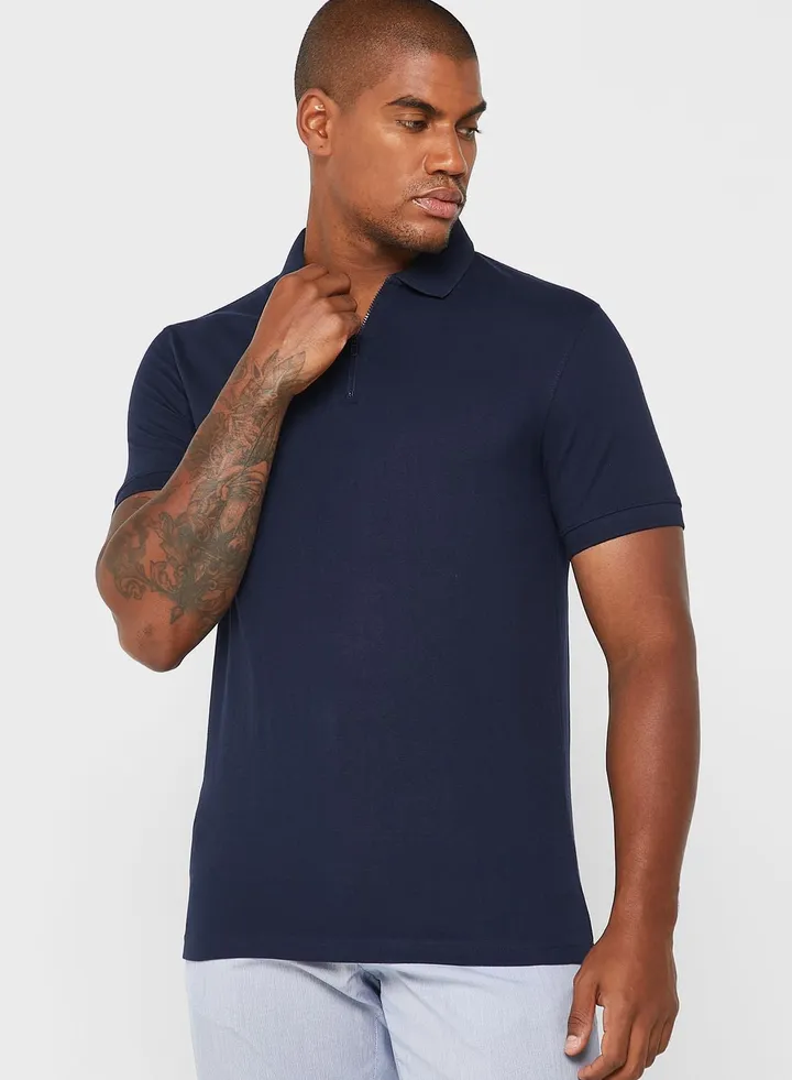 Zip Neck Polo Shirt