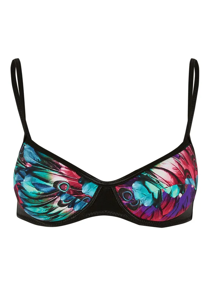 Midnight Rambler Feathers Bikini Top Blue/Purple/Black