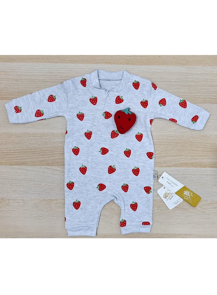 Summer Newborn Strawberry Jumpsuit (box) (grey)