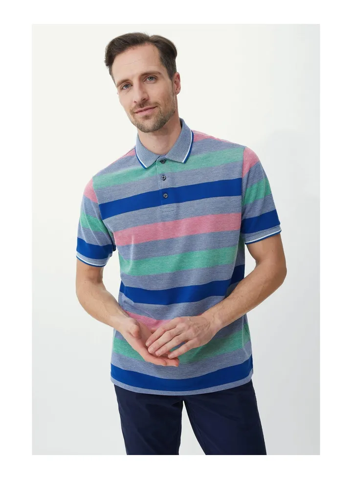 Pique Block Stripe Polo