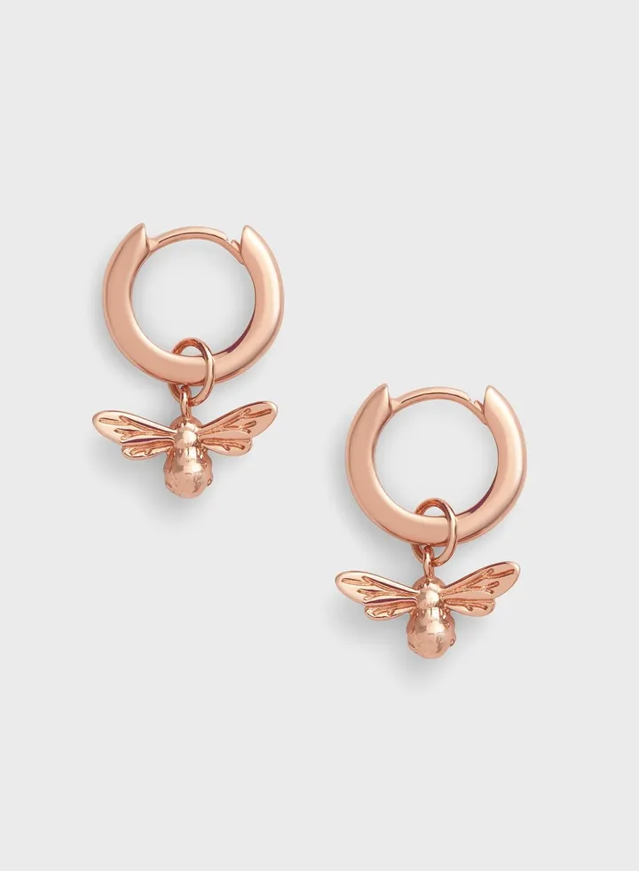 Sterling Silver Hoops & Brass Charms Earrings