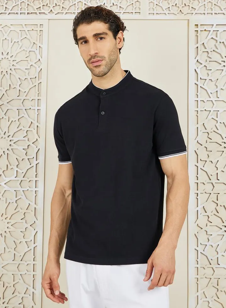 Stand Up Tipping Collar Pique Polo
