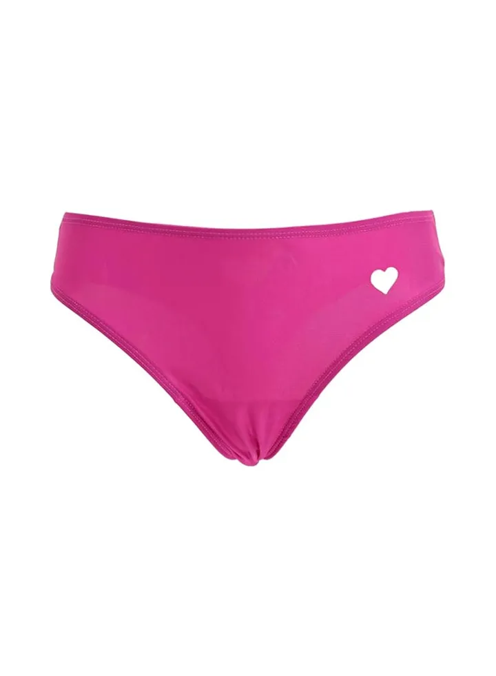 Heart Cutout Low Waist Elastic Bikini Bottom Beachwear Pink