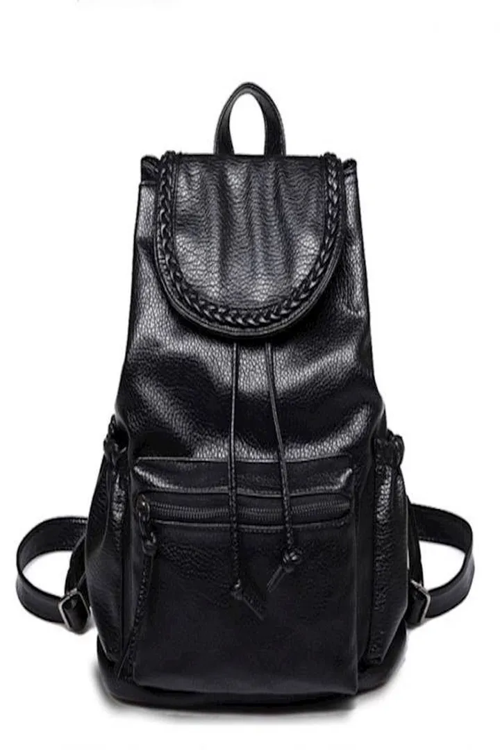 Pu Soft Leather Backpack Black