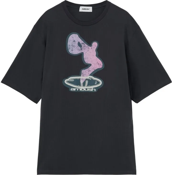 graphic-print side split T-shirt
