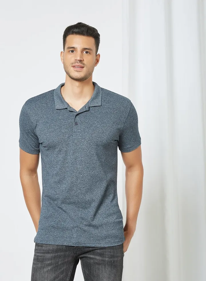 Vented Hem Polo T-Shirt Grey