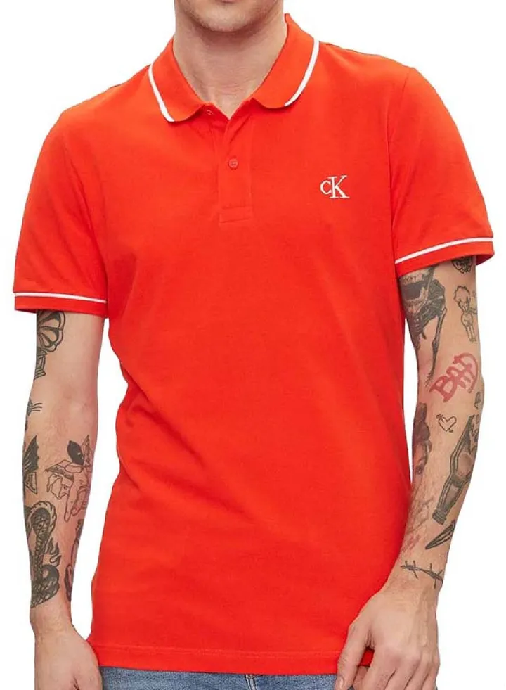 Men's Slim Polo Shirt - cotton stretch piqué, Red