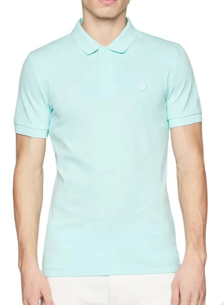 Men's Slim Cotton Stretch Polo Shirt - cotton stretch piqué, Blue