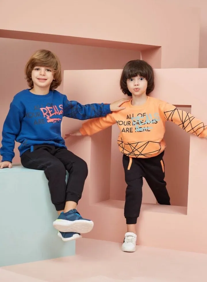 Boys Printed Cotton Set Pants and T-shirt - Blue