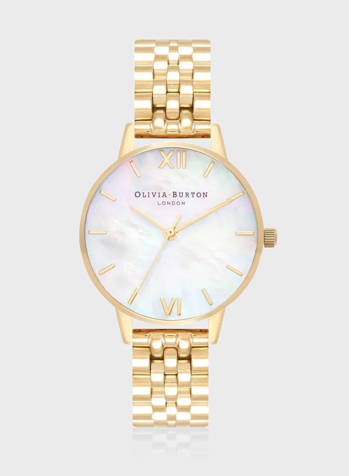 Mother Of Pearl Bracelet Mesh Strap Analog Watch