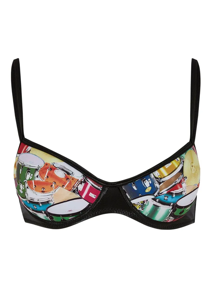 Midnight Rambler Drums Bikini Top White/Black/Blue