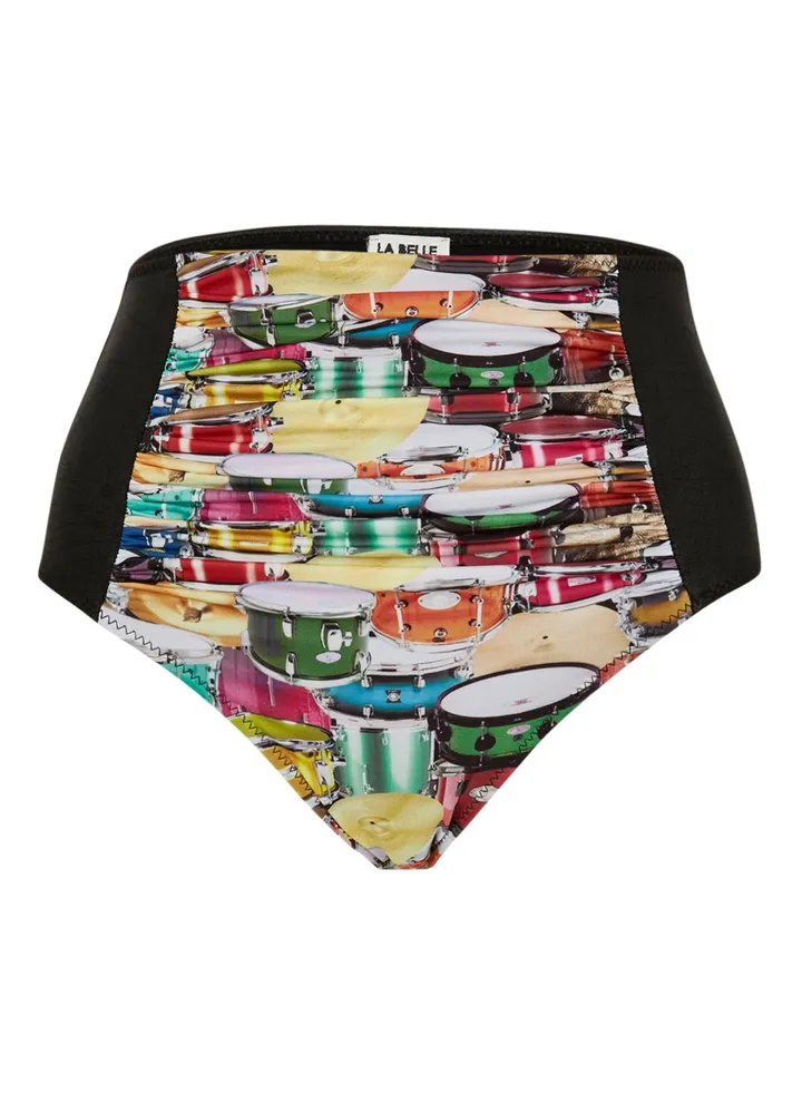 Midnight Rambler Drums High Waisted Bottom White/Black/Blue