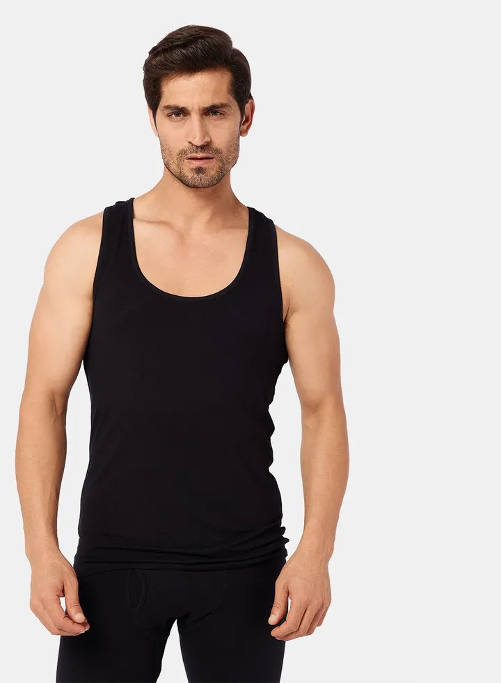 Men black Sleeveless T-Shirt