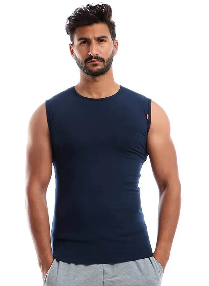 Cut O-Neck Under Shirt Navy