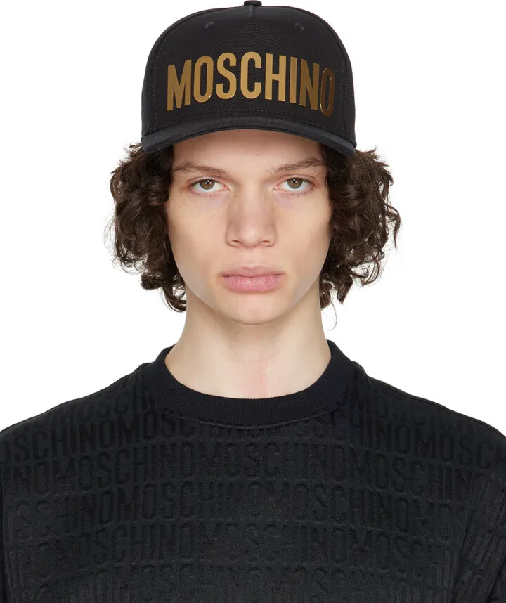 Moschino Black Metallic Logo Cap