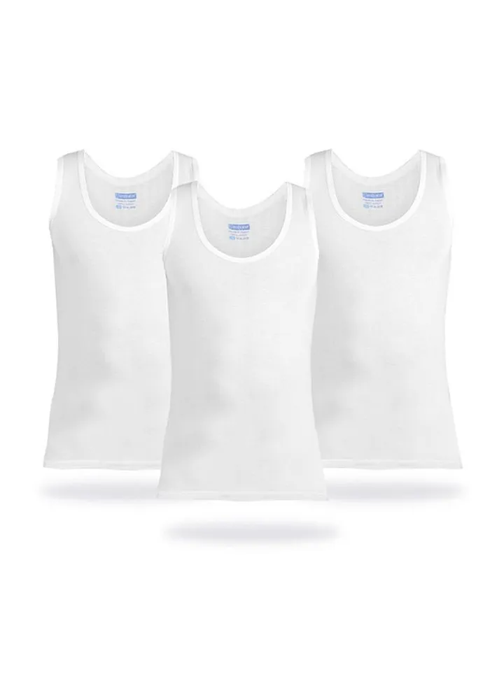Sleevless Cotton Undershirts Pack Of 3 White