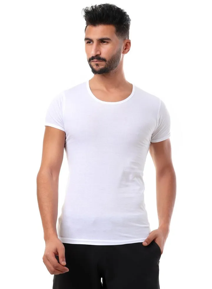 Cottonil Smooth Cotton Half Sleeves Undershirts - White