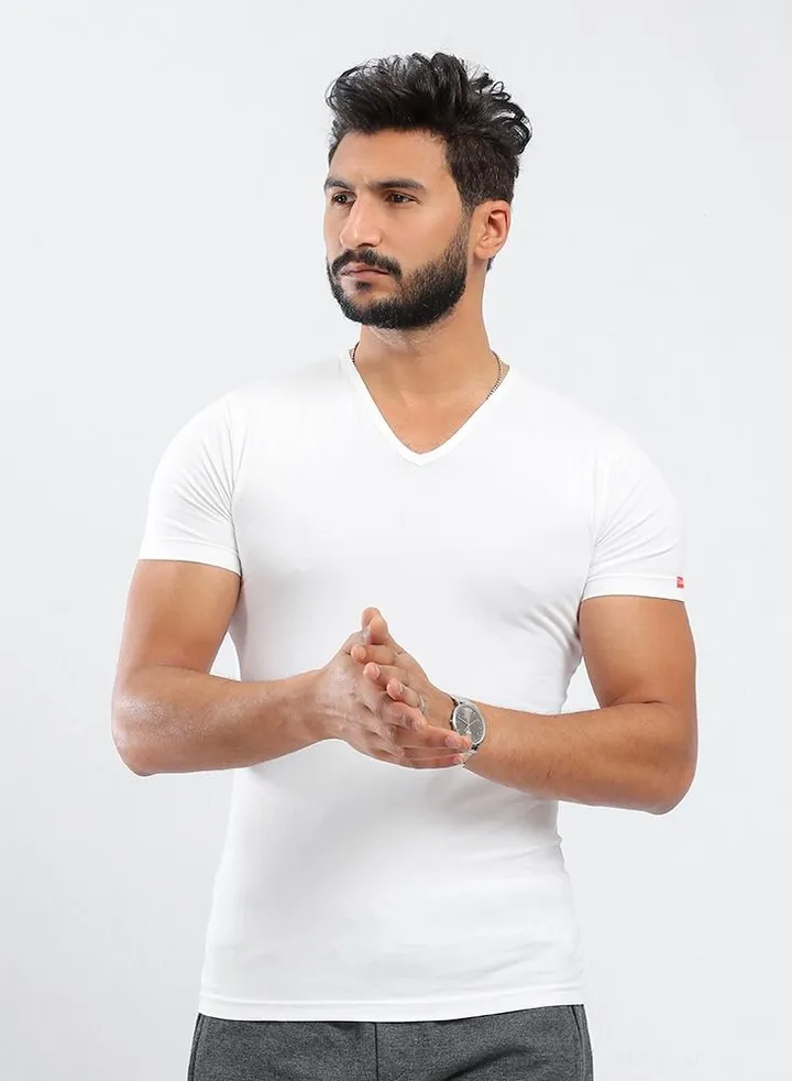 V-Neck Cotton Stertch - White