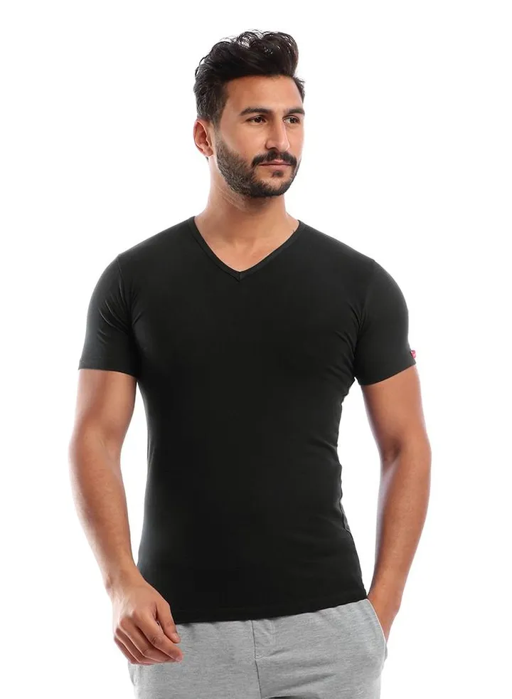 V-Neck Cotton Stertch - Black