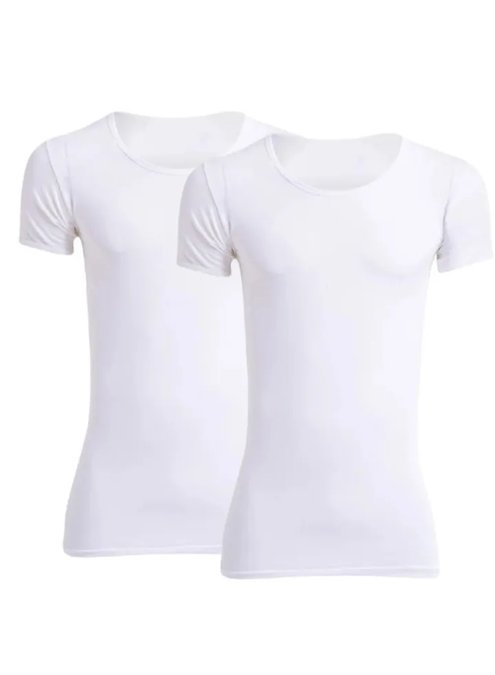 Future Mens Half Sleeves UnderShirt cotton white size L (pack of 2)
