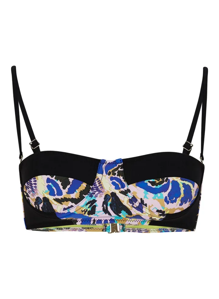 Glazin' Girl Flora Bikini Top Black/Brown/Blue