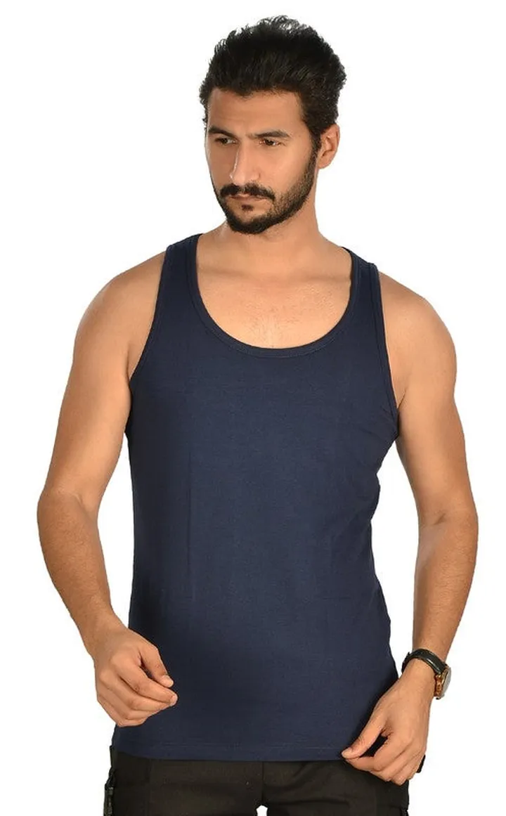 Mens Tank Top T shirt For Men Single Navy Blue
